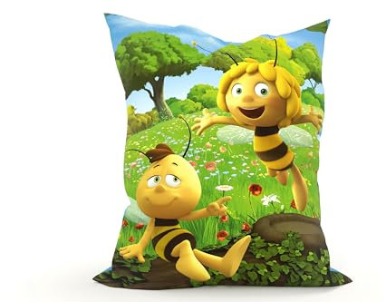 Green Bean Kinder Sitzsack Biene Maja 100x135cm mit 270 Liter hochwertiger EPS Perlen Füllung und waschbarem Motiv Wechsel-Bezug aus 100% Baumwoll - Riesensitzsack Bean Bag Sitzkissen Bodenkissen