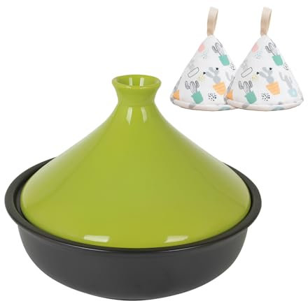 DYHQQ Olla De Cerámica Tajín Antiadherente con Tapa En Forma De Cono, Olla Tajine Esmaltada para Cocinar Y Guisar Cazuela