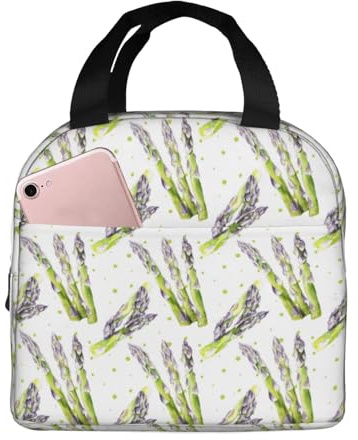 Bolsas de almuerzo aisladas para hombres y mujeres, trabajo, bolsa térmica suave con lunares de espárragos, aisladas para viajes, a prueba de agua, lonchera pequeña para adultos, para hombres y
