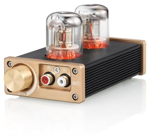 Valve Tube Amplifier Stereo Receiver - 2 Channel Audio Power Amp with Treble Bass Control for Passive Speakers/Subwoofer