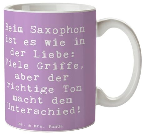 Mr. & Mrs. Panda Tasse Spruch Saxophon Liebe - Geschenk, Saxophon Griffe, Geschenk Musiker, Blues, Tasse bedrucken, Teebecher, Instrumente,