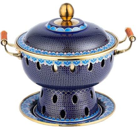 HHCTEBEC Pentola Calda in Rame Cinese con Coperchio, Pentola Calda in Rame Smaltata Antica di Pechino per Cucina, Catering, Feste, Hotel, Sala da Pranzo,G