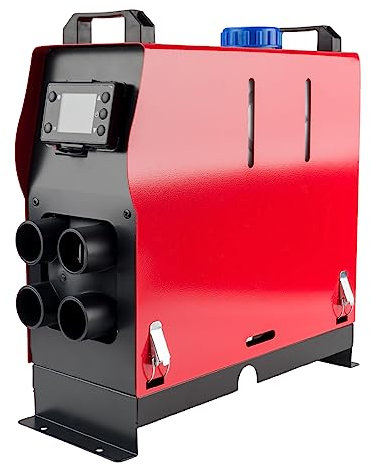 Chauffage diesel 12 V 5 kW 4 trous, chauffage de stationnement adapté pour camping-car, garage, remorque de voiture, camion, bateau, camping-cars, chauffage diesel à chauffage rapide, rouge, rectan