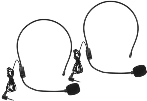 TOYANDONA 2 Stück Kondensator Headset Mikrofon aus Kunststoff Kopfbügelmikrofon Schwarz Leicht mit Verstellbarem Mikrofonarm für Sprachverstärker für Bühne und Vorträge