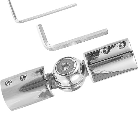 AUTSUPPL Curtain Rod Connector in Silver with Angle Adjustment Function Hinged Elbow Stainless Steel Corner for Fixing Curtain Poles