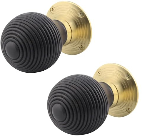 EAI Ebony Wood Door Knobs | 1 Pair of Mortice Knobs (55mm) for Internal Doors