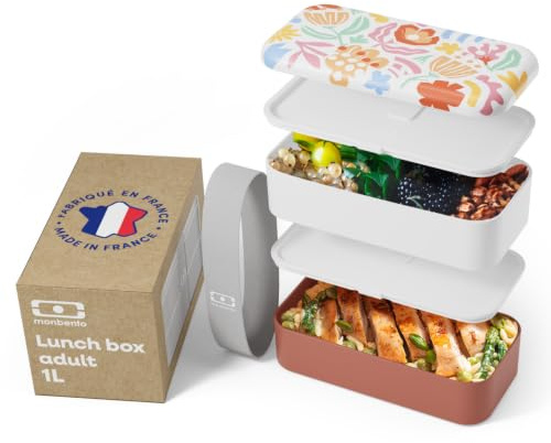 monbento - Brotdose MB Original - Bento Box Erwachsene - Jausenbox 2 Fächer Auslaufsicher - Mikrowelle & Spülmaschinengeeignet - BPA-frei - Meal Prep Lunchbox - Graphic Papercut