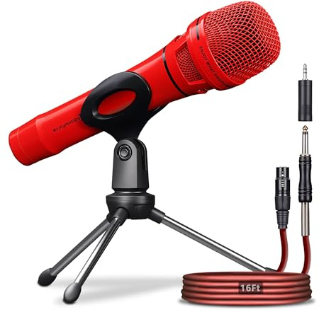 SonixForce Dynamic Microphone - Professional Vocal Microphone for Singing - Premium Handheld Wired Mic with 16ft XLR to 1/4 Audio Cable - Microfono for Speaker, Mixer, Amplifier & Karaoke Machine