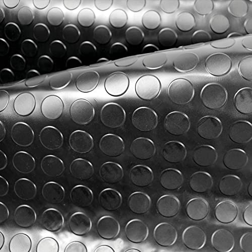 Olivo.Shop - Alfombra de Goma Antideslizante de PVC, Revestimiento de Suelo engomado de PVC Exteriores, Bares, talleres, Gimnasio, Garaje, 1,5 m de Ancho Work Bollo (Negro, 1,5x15 MT)