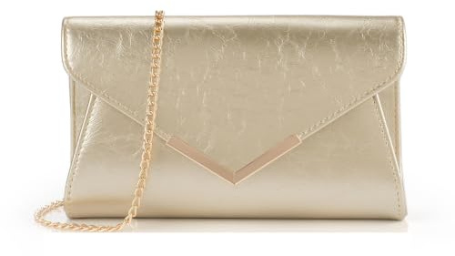 Milisente Clutch Bags For Women Vintage Wedding Evening Bag Shoulder Purse | Envelope Style, V-shaped Metal, Detachable Long Chain, Magnetic Snap, Crossbody For Party Gala Prom