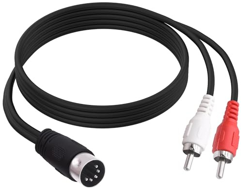YARCHONN 5 Pin Din MIDI to 2 RCA Audio Cable Male to Male Adapter Cord