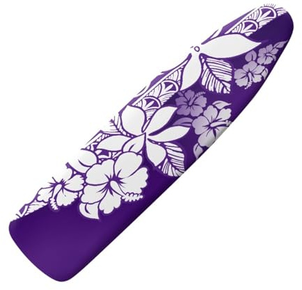 Copriasse da Stiro Grande 150x50 Fiori Viola Pratico Imbottito Sistema a Cordino Lavabile Resistente al Calore per una Facile Stiratura - Panno Protettivo