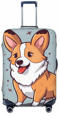 peiyeety Gepäckabdeckung, elastisch, waschbar, Kofferschutz, staubdicht, personalisierte Corgi-Reisegepäckabdeckungen für 18–32 Zoll