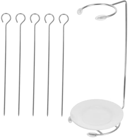 BESTonZON Soporte para Brochetas de Barbacoa de Acero Colgador Multifuncional para Pinchos Fácil Limpieza con Agujas para Kebabs y Parrilla