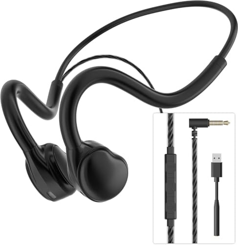 Monodeal Casque à oreilles ouvertes 3,5 mm et USB-C pour PC/téléphone, casque filaire à oreilles ouvertes pour ordinateur portable, casque PC ultra léger avec appels cristallins pour centre d'appel