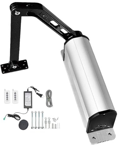 Automatisk svänggrindöppnare med fjärrkontroll, komplett kit, elektrisk dörröppnare för plana dörrar, sidomonterad 90°, 9 växlar, 1-99 sekunder, 30 meter