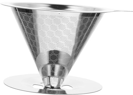 DEARMAMY Filtre Café Inox Réutilisable Double Couches Mailles Fines Acier Entonnoir à Café Métallique pour Infusion Maison et Professionnels