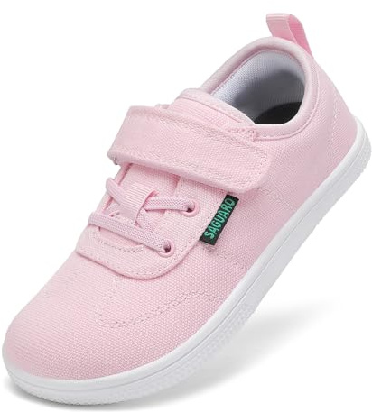 SAGUARO Niña Barefoot Niños Calzado Respetuoso Zapatillas Deportivas Zapatos Descalzos Minimalistas Ancho Flexibles Atmungsaktiv Bambas para Exterior y Interior Rosa Claro,Gr.28