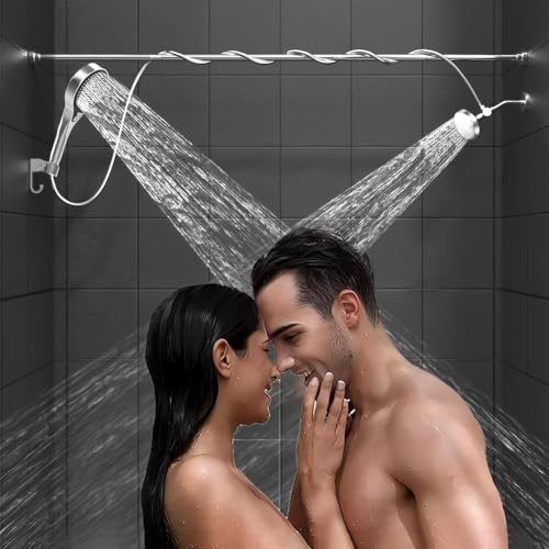 Double système de pommeau de douche pour deux personnes, haute pression réglable avec plusieurs réglages de débit
