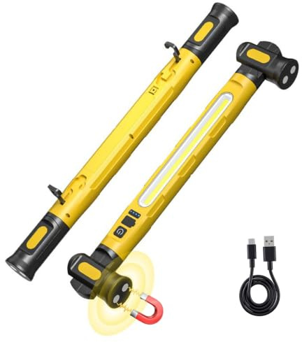 Werkstattlampe 3000 Lumen,Arbeitsleuchte LED Akku,5200mAh,IPX4 Wasserdicht | USB‑Type‑C Schnellladung,5 Farben,mit Magnet & Haken,für Auto-Reparatur,Werkstatt,Camping,Baustelle,Garage
