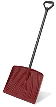 Suncast 12-Inch Kids Snow Shovel with Durable Galvanized Steel Wear Strip and Ergonomic D-Grip Handle, Ideal for Driveways, Walkways, and Sidewalks, Red