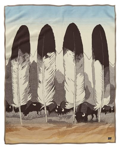 Pendleton The Legendary Collection Jacquard Robe Blanket - 64 x 80, Wool Cotton Throw Blanket, Reversible, Wool Felt Binding, Breathable, Napped, Great for Home and Travel - in Their Element