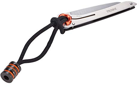 TROIKA Taschenmesser – KNF80/BK – zum Ausklappen – EDC - Outdoor– Feststellfunktion – Nylonband zur Befestigung – 420 Edelstahl, Nylon – orange, schwarz Original