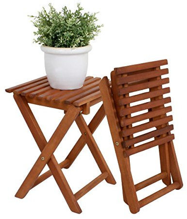 Spetebo - Sgabello pieghevole in legno di eucalipto. per vasi di fiori