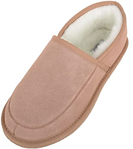 SNUGRUGS Charlie - Zapatillas de lana de cordero con suela ligera, color Marrón, talla 42 1/3 EU