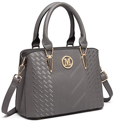 Miss Lulu Damen Handtasche mittelgroß elegante Henkeltasche aus PU Leder mit Lychee Muster Schultertasche mit abnehmbarem Schulterriemen Tasche für Büro Arbeit und Freizeit