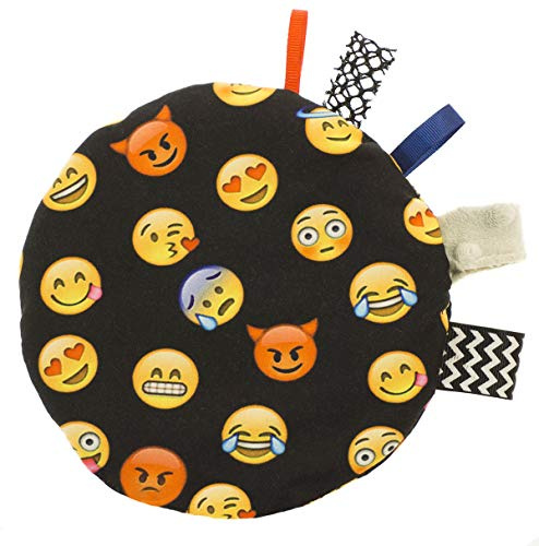 Cuscino termico di noccioli di ciliegia trattamento a freddo/calore ideale per neonati e bambini piccoli fullprint fronte retro Faccia nero Emoji Black [088]