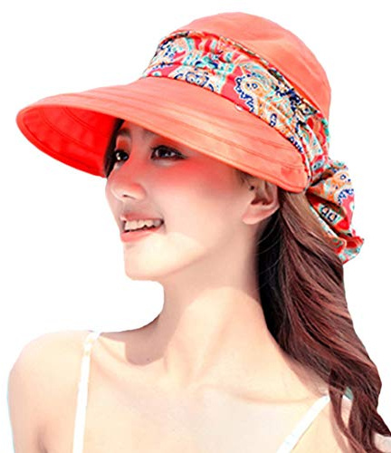 Femme Casquette Visière Large Bord Chapeau de Soleil Plage Voyage Eté Capeline de Camping Pêche Vélo Jardinage Pliable Protection Solaire Complète avec Foulard Protège-nuque Détachable UPF 50+ Anti-UV