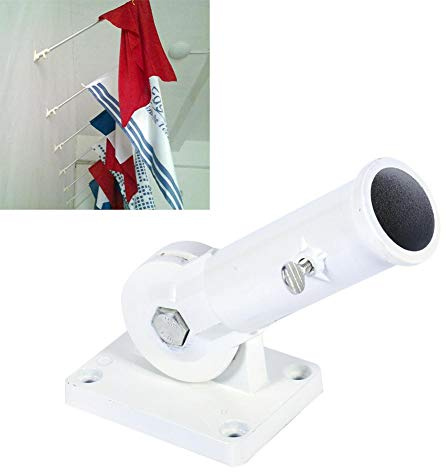Huairdum Flaggenhalter, Wandhalterung, verstellbare Halterung, weiß, Metall, Fahnenmast, Windsack, Sockel mit Schrauben