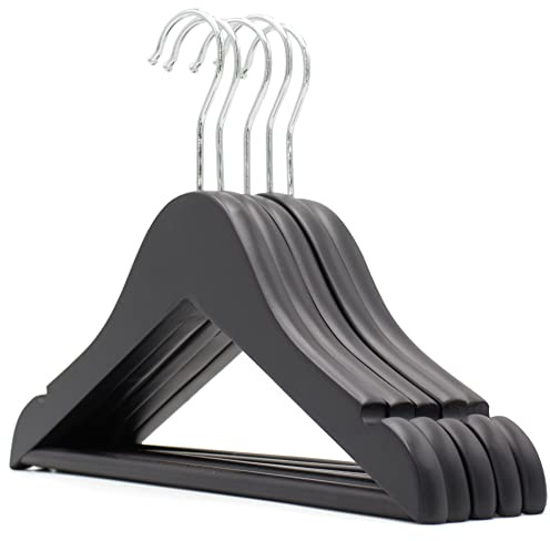 The Hanger Store - 10 Kids Wooden Coat Hangers for Baby Toddler, Black