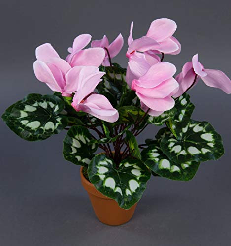 Seidenblumen Roß Alpenveilchen 36cm rosa im Topf ZF künstliche Blumen Kunstpflanzen Kunstblumen Cyclamen