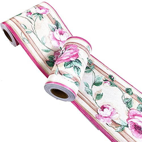 Mesoar Self Adhesive Purple Floral Rattan Wallpaper Border Peel Stick Decorative Ceiling Sticker Molding Border 10cm by 32.8ft