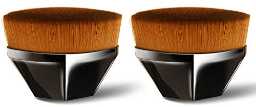 Endoto Foundation makeupborste, 2-pack platt topp hög densitet magisk hexagon ansikte kabuki-borste för felfritt pulver, blandning av vätska eller gräddfärg kosmetika med bärbart fodral (rosa)