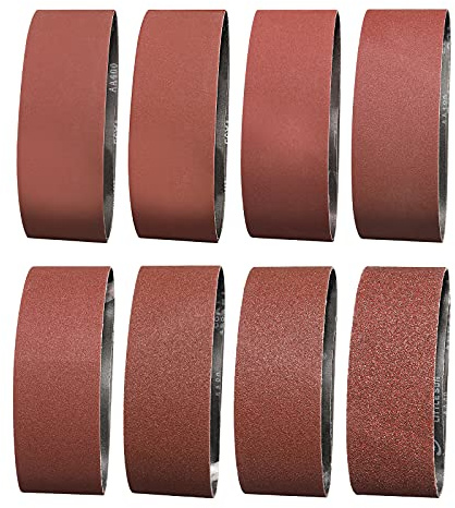 Sruhrak Sanding Belt 75 x 533mm,16 Pcs Sanding Belts 40/60/80/120/180/240/320/400 Assorted Grits for Belt Sander,Best for Wood,Metal and Paint