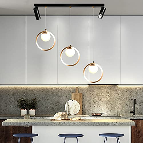 ENXING Pendellampe Höhenverstellbar LED Esstisch Schwarz Golden Metallring | Dimmbar, Mit Fernbedienung, Für Esszimmer Arbeitszimmer Wohnzimmer Küche