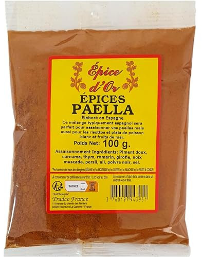 Epices Paella 100g - Epice d'Or, 100% Naturel, sans colorant, sans additifs, sans arôme artificiel, sans conservateur