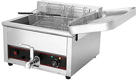 Commercial Deep Fryer 17L, Deep Fat Fryer with Grease Temperature Control Removable Stainless Steel Basket Oil Drain Technology for Home Restaurant Kitchen 5000W