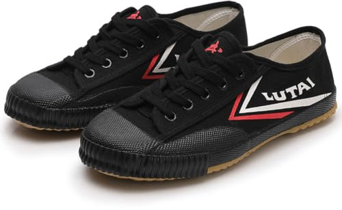 Scarpe per Arti Marziali Aldult Unisex Tai Chi Kung Fu Sneakers Canvas Qigong Scarpe da Ginnastica Low-Top Canvas Trainers,Nero,40 EU