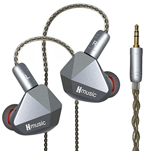 Hmusic IEM-Kopfhörer, kabelgebundene HiFi-Kopfhörer, Hi-Res Dual Magnetic Dynamic Drivers In-Ear Ohrstöpsel, geräuschisolierende Stereo-Ohrhörer mit 0,78mm 2Pin abnehmbarem Kabel (ohne Mikrofon)