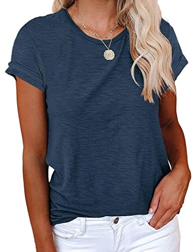 Cicy Bell Women's T-Shirts Crewneck Summer Tees Shirt | Casual, Solid, Loose, Short Sleeve, Basic Cotton Tops