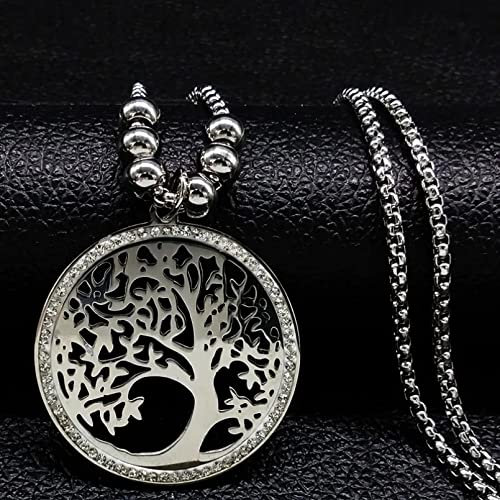 Collana con Ciondolo Lungo Albero della Vita Collane Durante con Gioielli in Cristallo Collane Color Argento Gioielli Gioielli Donna Gioielli Regali di Compleanno per Donna Uomo