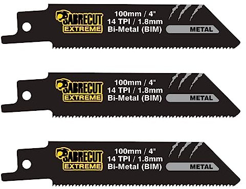 3 x SabreCut SCRS522BF 100mm 14 TPI S522BF Fast Metal Cutting Reciprocating Sabre Saw Blades
