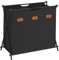 SONGMICS Laundry Hamper, Laundry Basket, 135 L Laundry Sorter 3 Sections, Collapsible X-Frame, Clothes Organiser with Customisable Labels, Laundry Room, Bedroom, Bathroom, Ink Black LCB130B01
