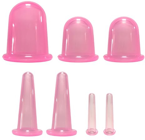 Hsthe Sea 7 Pezzi Set di Terapia di coppettazione in Silicone Set di coppettazione anticellulite Tazza di aspirazione di Vuoto coppette per Il Viso Set di coppettazione per Adulti