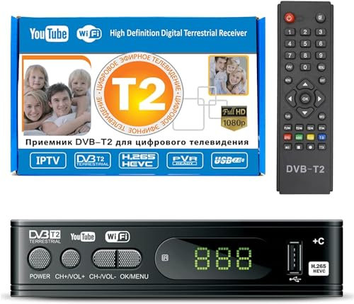 OBEST Decoder DVB-T2, Ricevitore Digitale Terrestre,HDMI H.265 HEVC Main 10 Bit Riceve Tutti I Canali Gratuiti Full HD 1080p, Supporto USB