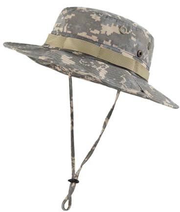 Zylioo XL-XXL Camo Sonnenhut Für Großen Kopf,Military Tactical Safari Buschhut Boonie Hat,Woodland 'Junglescout' Breiter Krempe Wanderhut für Outdoor Camping